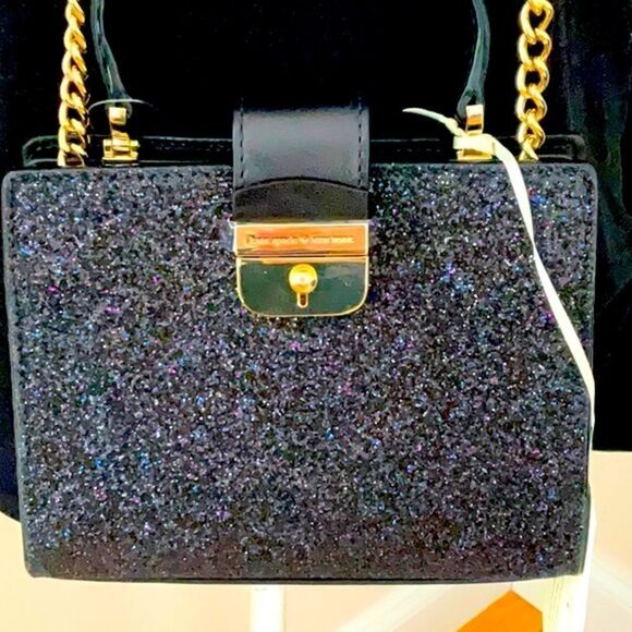 KATE SPADE NWT MINI KIRIN SUNSET LANE BLACK SPARKLING SHOULDER BAG CROSSBODY - Picture 9 of 12